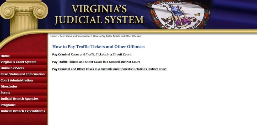pagar un ticket online en Virginia