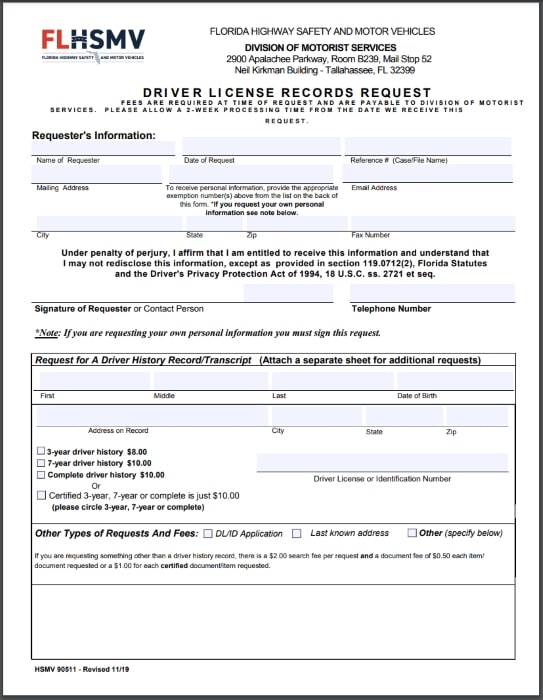 formulario para chequear multas en Florida
